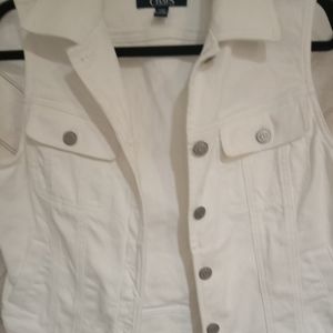 Chaps White Denim Vest - Womens sz M